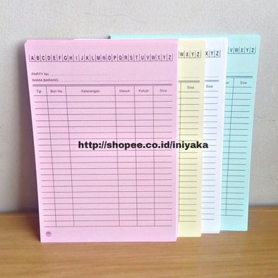 

KARTU STOK WARNA MIX PERSEDIAAN BARANG INVENTORY 1/2 A4 ISI 100 LBR