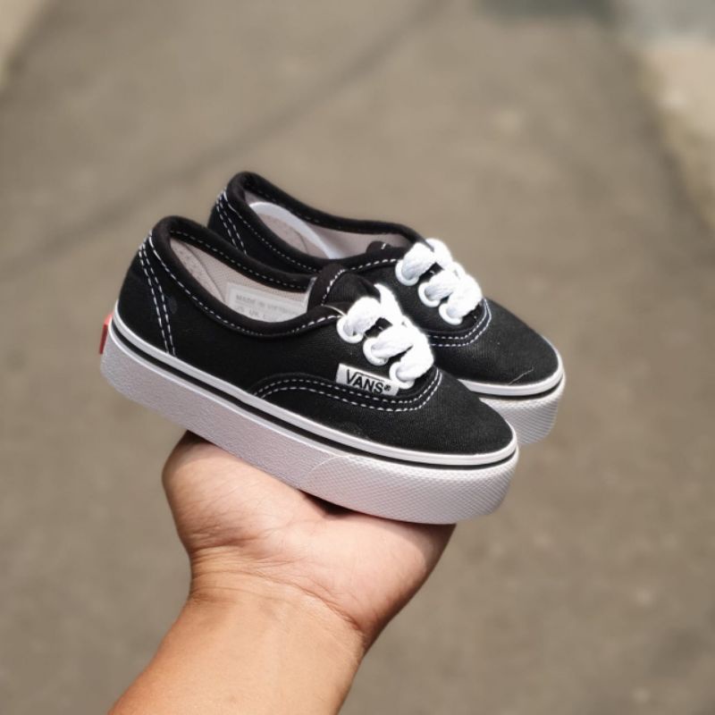 SEPATU ANAK LAKI &amp; PEREMPUAN / VANS ANAK AUTHENTIC HITAM PUTIH  MODEL TALI MURAH