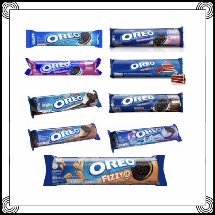 

Oreo Aneka Biskuit sandwich dengan Krim lezat vanila blueberry strawberry cokelat peanut red velvet dark & white double stuff dan variant baru FIZZ fizzy