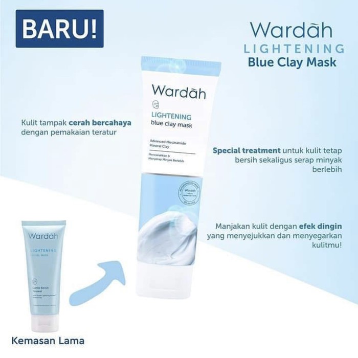 WARDAH LIGHTENING BLUE CLAY MASK 50GR (NEW PACKAGING)