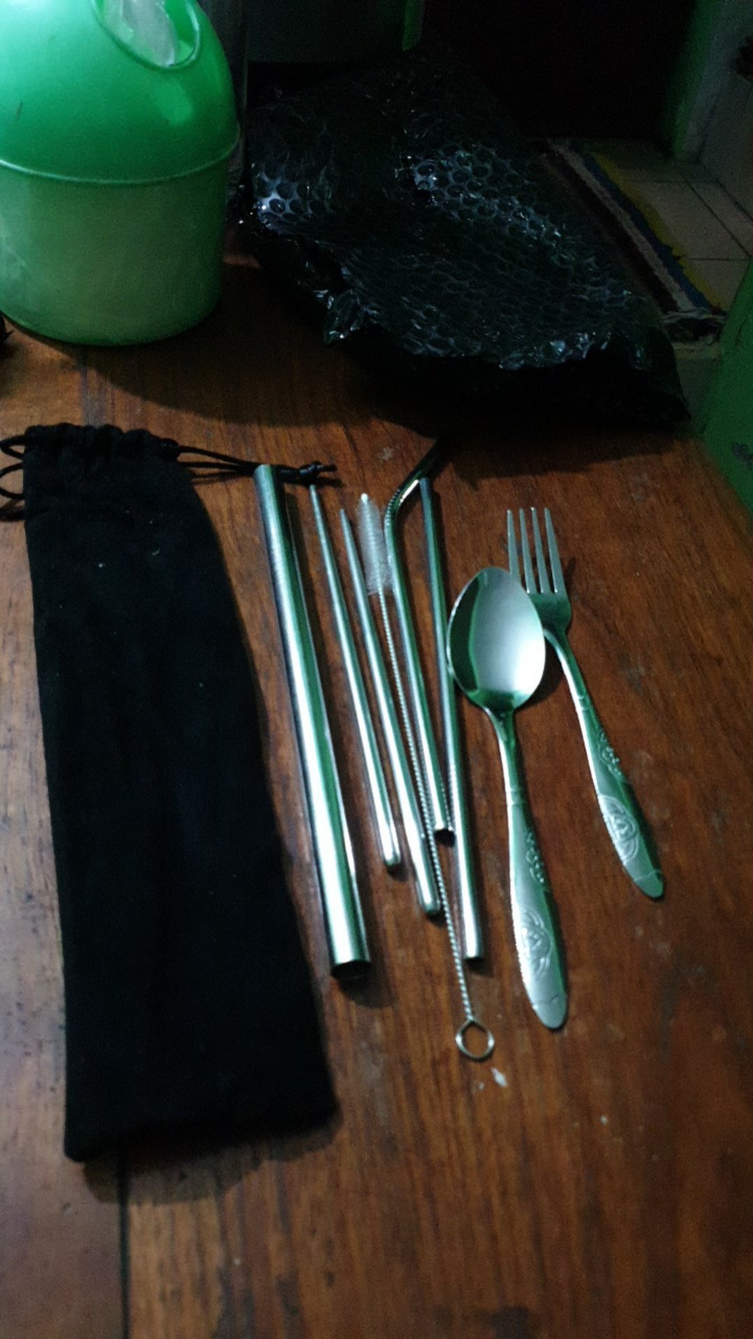 Paket Sedotan Set Dan Sendok Dengan Pouch