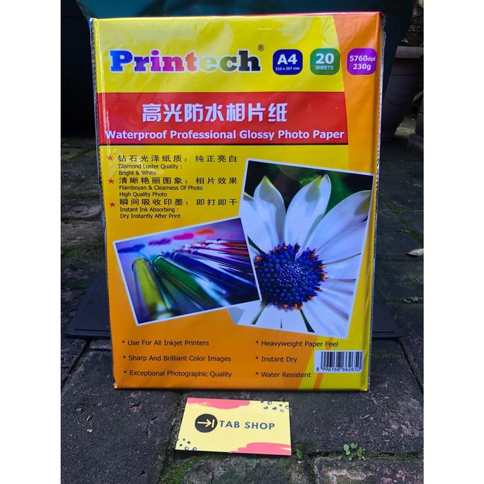 

Senikertas- Printech Water Proof Photo Paper A4 230 Gsm Tahan Air -Kertas-Seni.