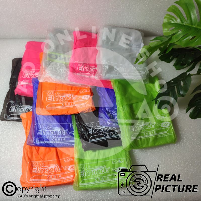 Ponco Ceria 201 | Jas Hujan Murah Elastis karet pvc bukan plastik Elmondo Ceria201 atasan saja jaket lengan panjang tanpa  Celana Portabel Hemat Mudah dibawa