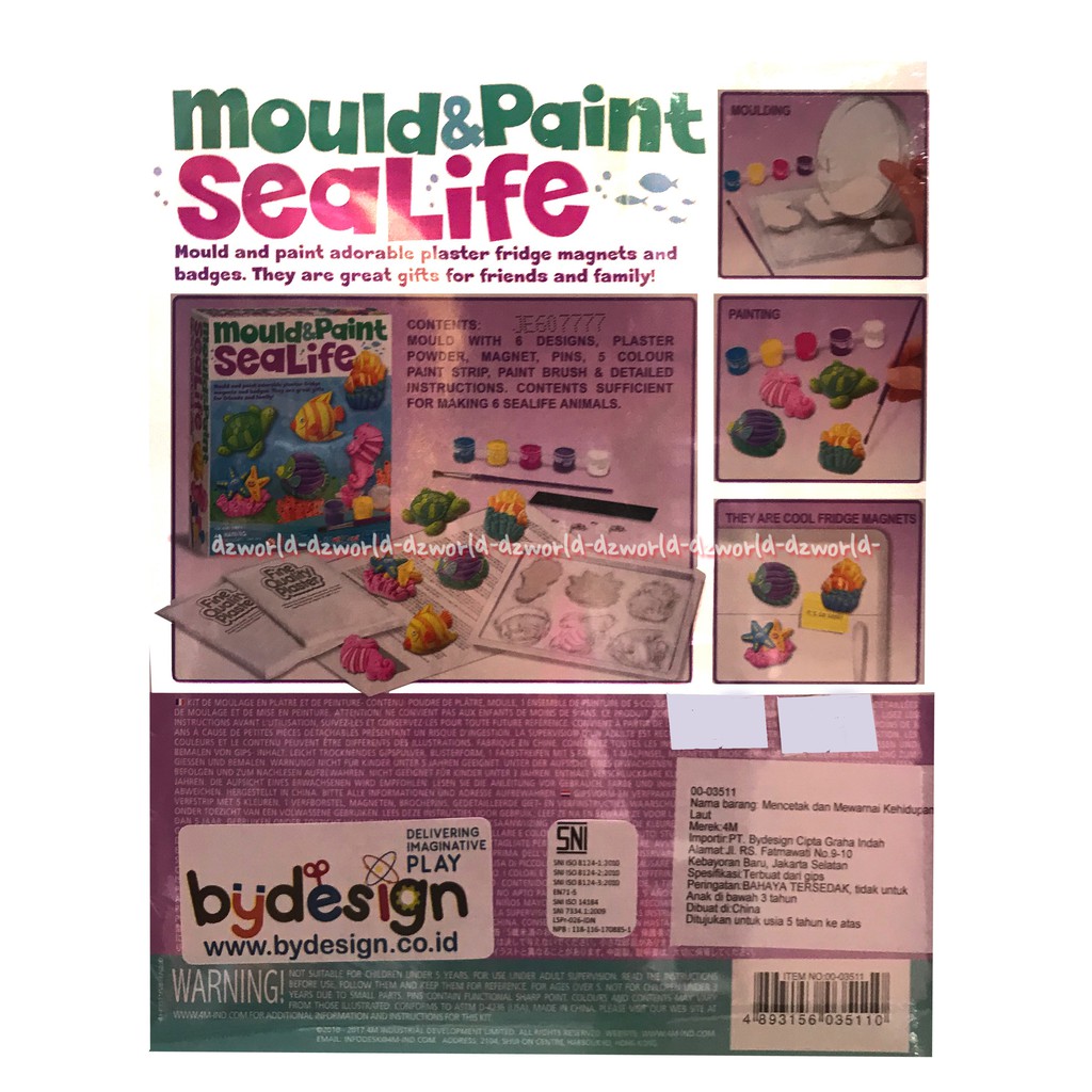 4M Mould &amp; Paint Sealife Paket Mainan Berisi 6 Cetakan Ikan Kura-kura