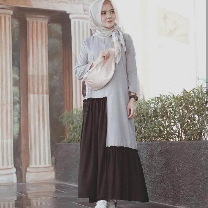 TRENDY Pakaian wanita muslim syari setelan ramadhan lebaran Dress Hijaber sehari hari / hangat / Gam