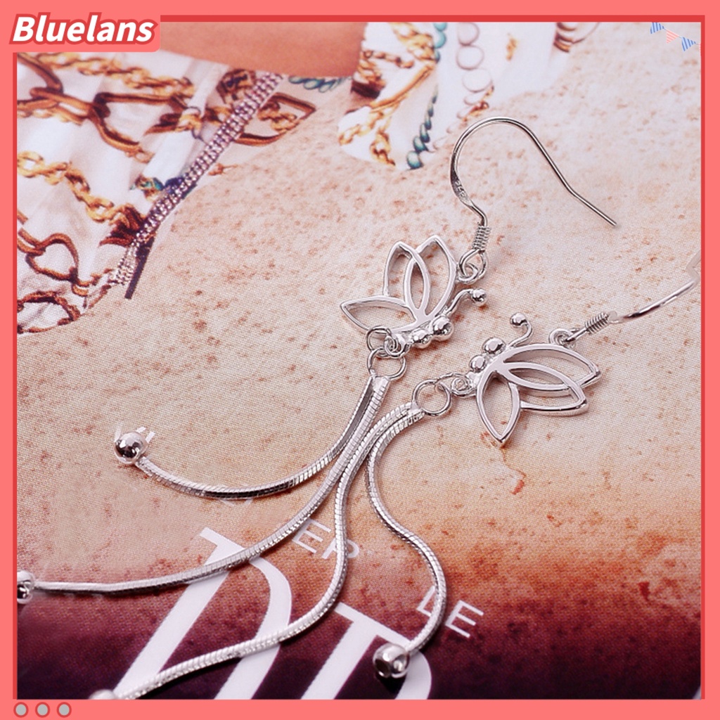 Bluelans Women Elegant Butterfly Dangle Long Chain Line Alloy Hook Earrings Jewelry Gift