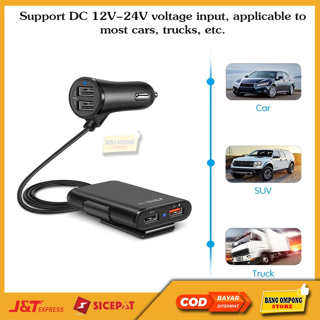 Charger Casan Mobil Car Charger Fast Charging Qualcomm Quick Charger 4 Port USB Super Fast Charging Car Charger Charging Casan Mobil