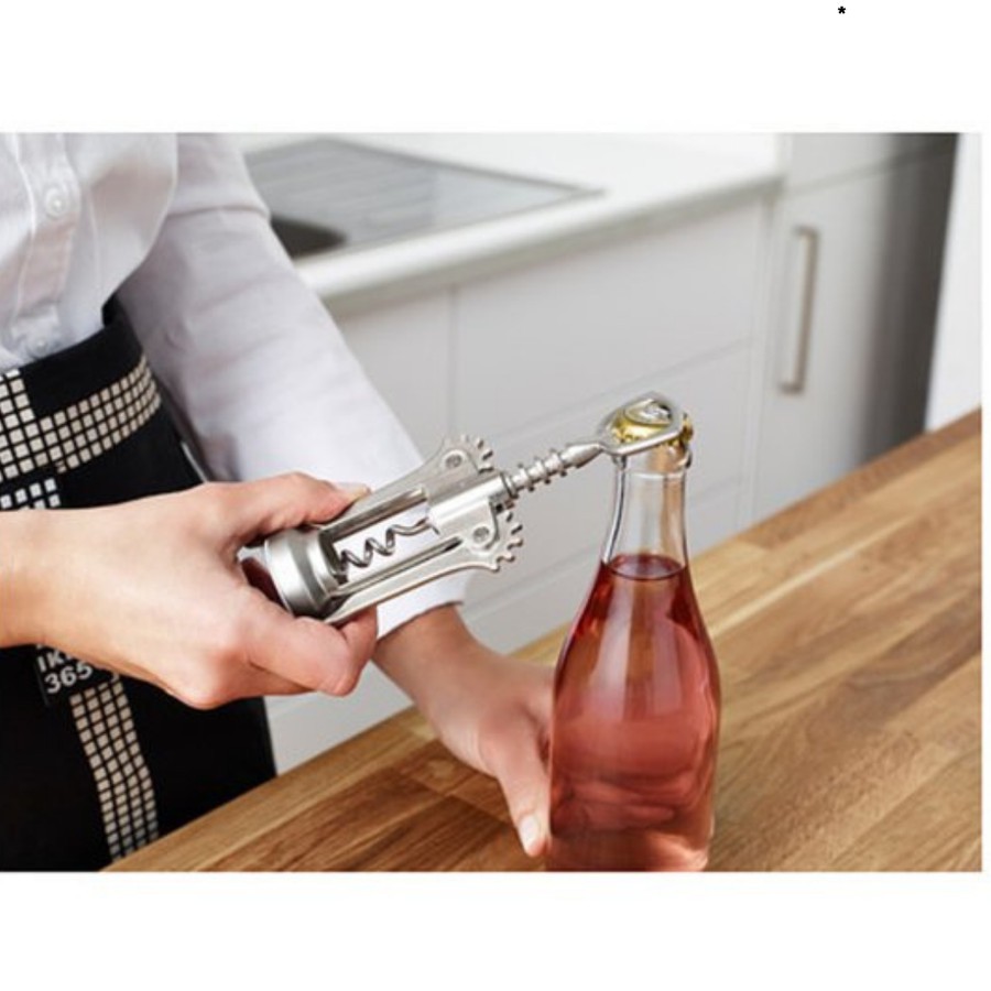 PEMBUKA TUTUP BOTOL WINE OPENER CORKSCREW STAINLESS