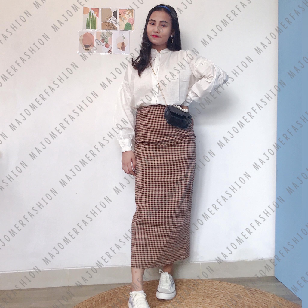 MAJOMER ® | ISHAK TARTAN LONG SKIRT - ROK PANJANG SEMI SPAN-RKJ-20 A