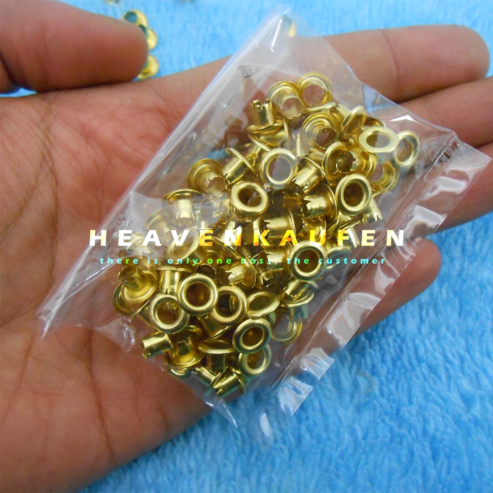 Eyelet / Mata Ayam 3 mm Warna Gold Emas Harga Per Pack isi 100 pcs