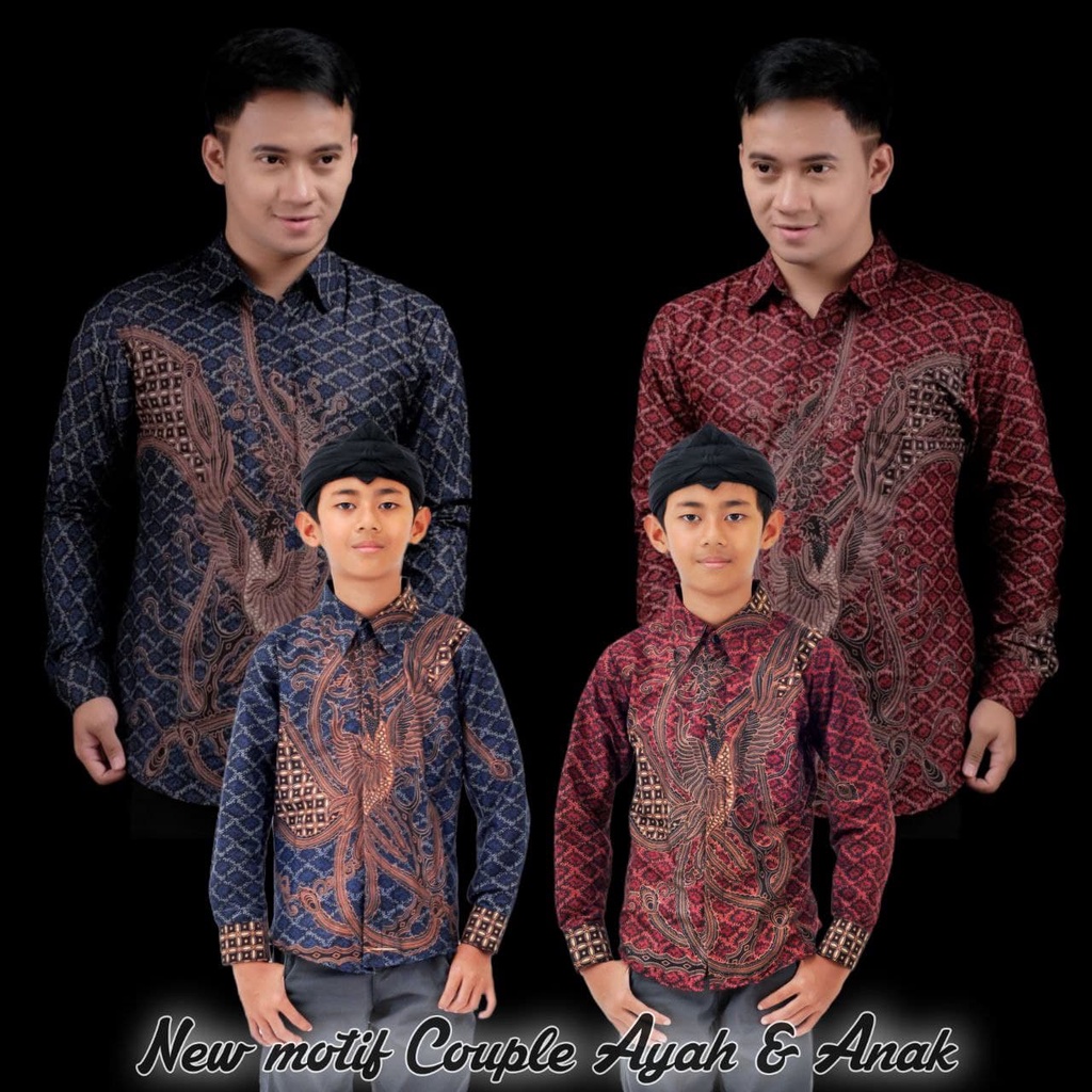 BAJU BATIK PRIA COUPLE AYAH DAN ANAK LAKI-LAKI MOTIF PHOENIX / BATIK COUPLE KELUARGA MODERN