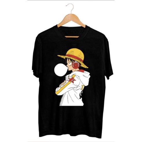 BAJU TSHIRT KAOS DISTRO LUFFY PERMEN KARET / ATASAN PRIA / T-SHIRT PRIA