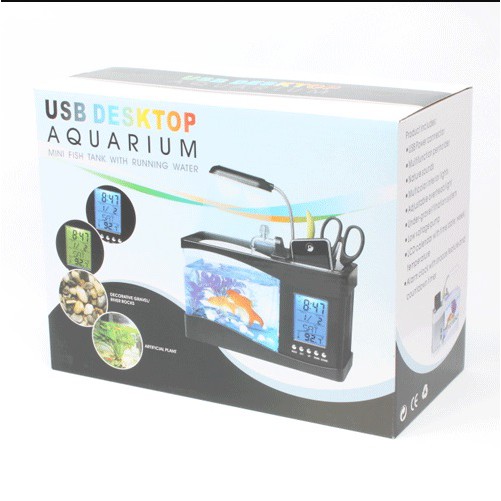 Aquarium Mini Fish Tank with Running Water EECOO USB Desktop