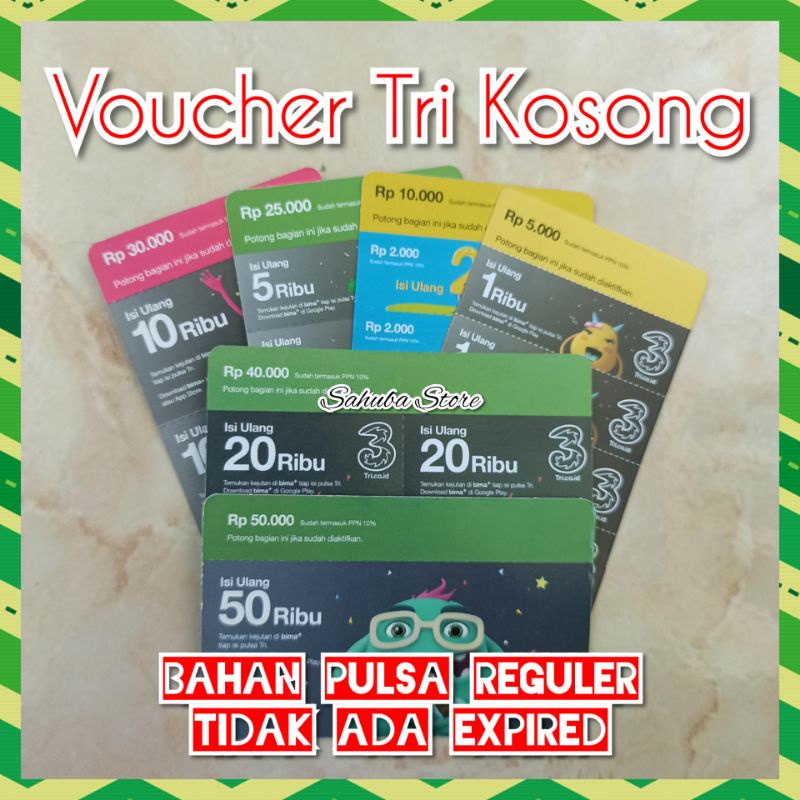 VOUCHER TRI ZERO KOSONG BAHAN PULSA REGULER