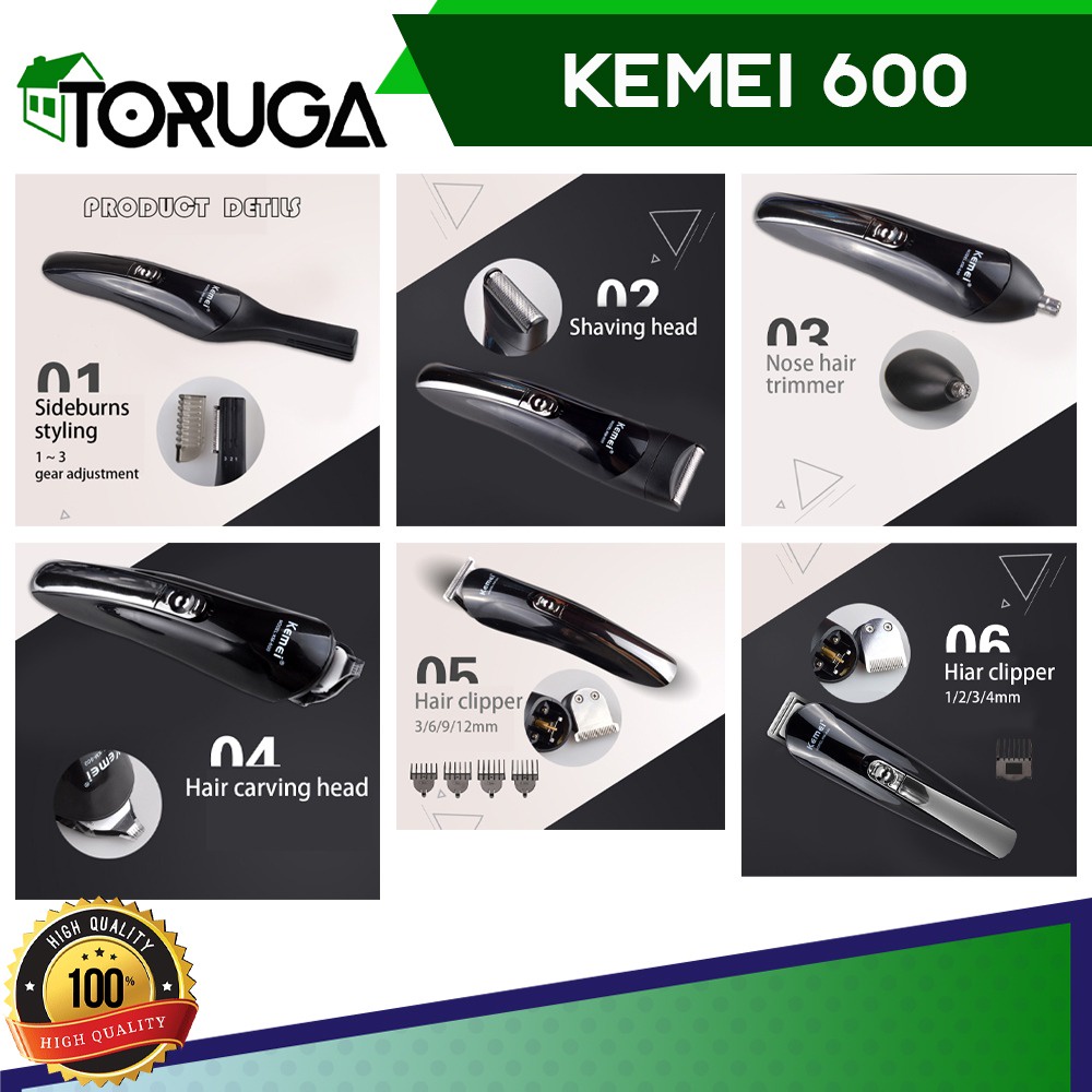 Cliper KM-600 Kemei 6in1 Alat Mesin Cukur Rambut Jenggot Elektrik Shaver