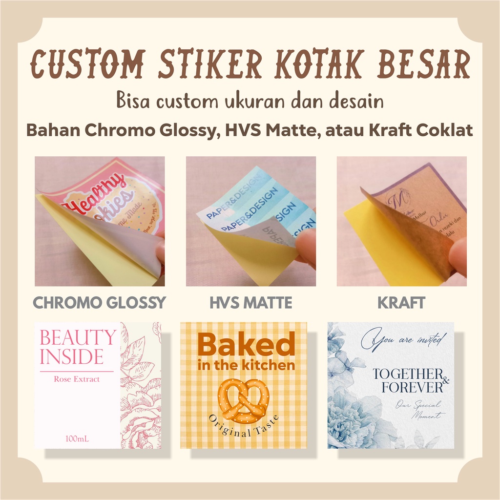

Custom Sticker Kotak Besar | Cetak Logo Sticker Custom | Stiker Label | Packaging | Segel Kemasan | Pilihan Stiker Premium Anti Air