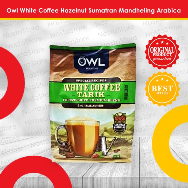 

Owl White Coffee Tarik 3 in 1 Hazelnut Sumatran Mandheling Arabica