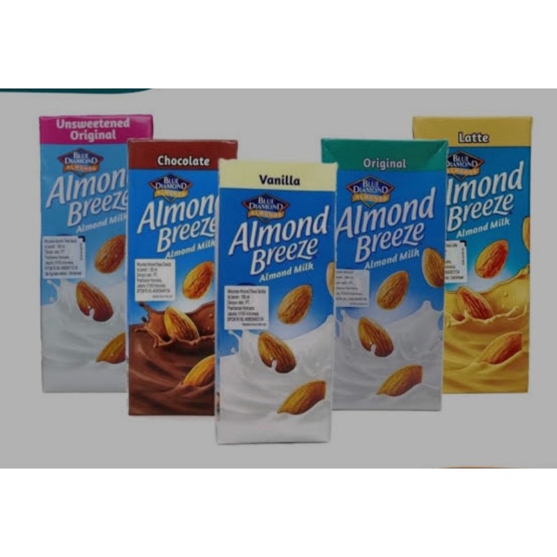 Blue Diamond Susu Almond Original unsweetened latte chocolate coklat vanilla almond breeze 180 ml