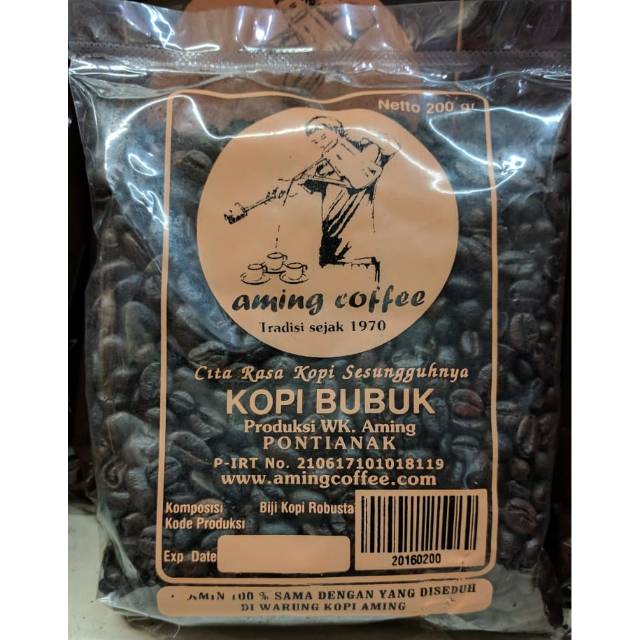 

200 gram gr Biji Kopi Robusta Aming Coffee Khas Pontianak