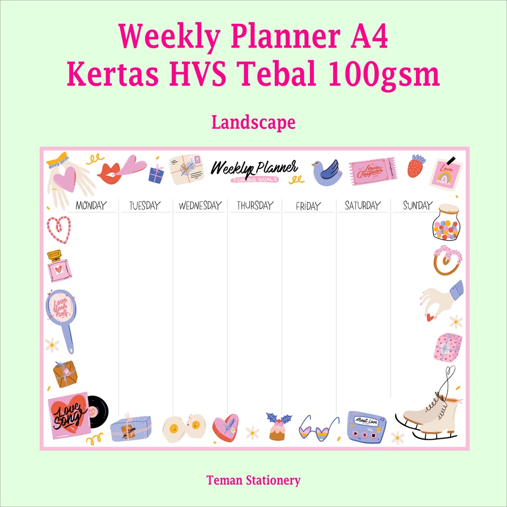 

Weekly & Monthly Planner Kertas HVS A4 Tebal 100gsm Perencanaan Mingguan Jurnal Aesthetic Lucu