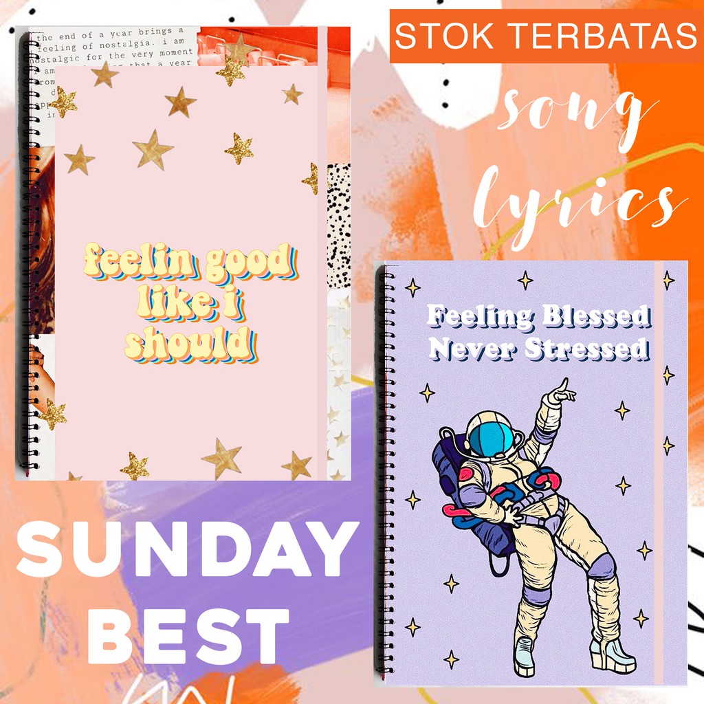 

SUNDAY BEST SONG LYRICS Spiral Ruled Grid Dotted Notebook Diary Journal Bujo School Buku Tulis