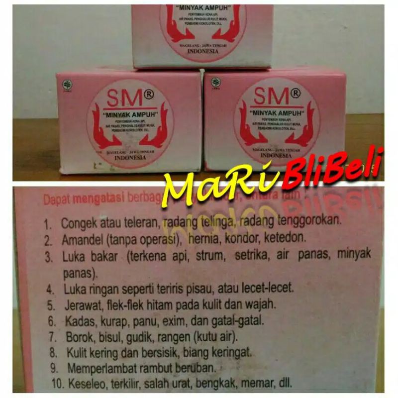(Grosir 9500/pcs) SM MINYAK AMPUH SM ( Obat / Salep ) Original Oleh Oleh Magelang