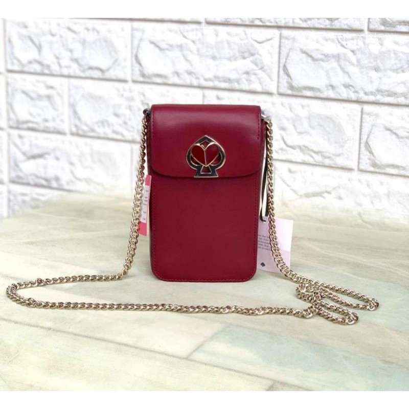 Kate spade Nicola twistlock NS flap phone crossbody redwine original