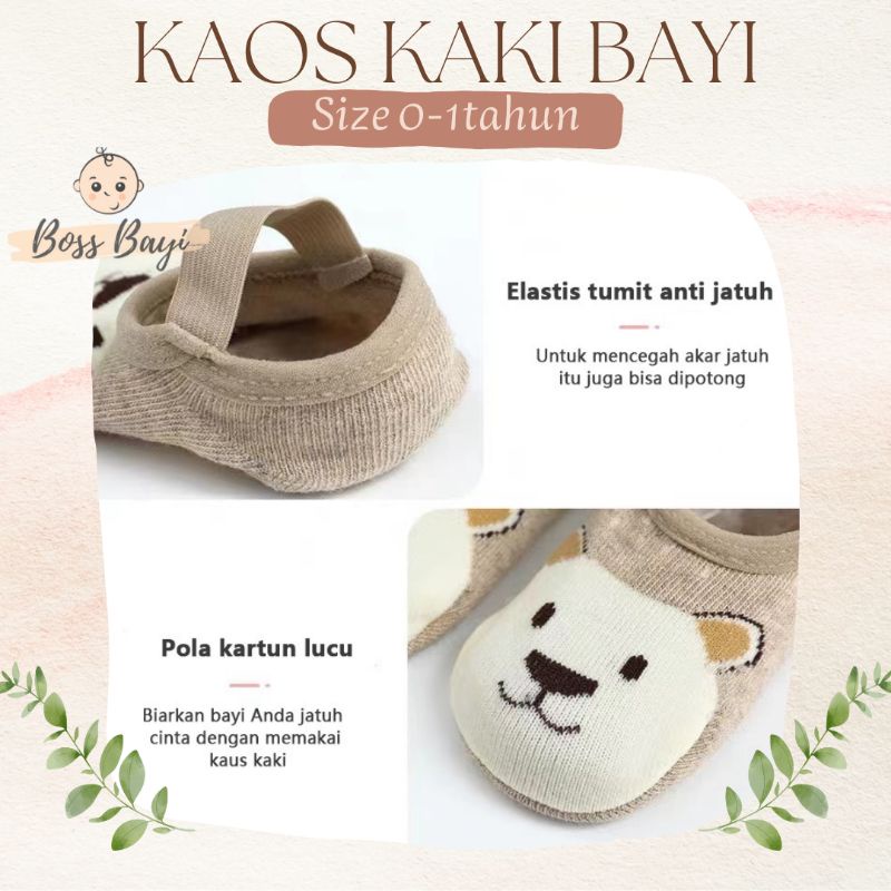 Kaos Kaki Bayi Strap Tali Karet + Antislip Motif Hewan