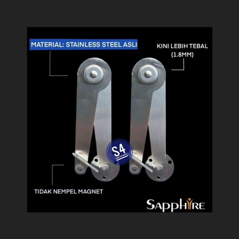 Engsel Salon/Engsel Lipat/Engsel Siku Jendela/ Engsel Salon Jendela (Asli Stainless) SAPPHIRE (9")