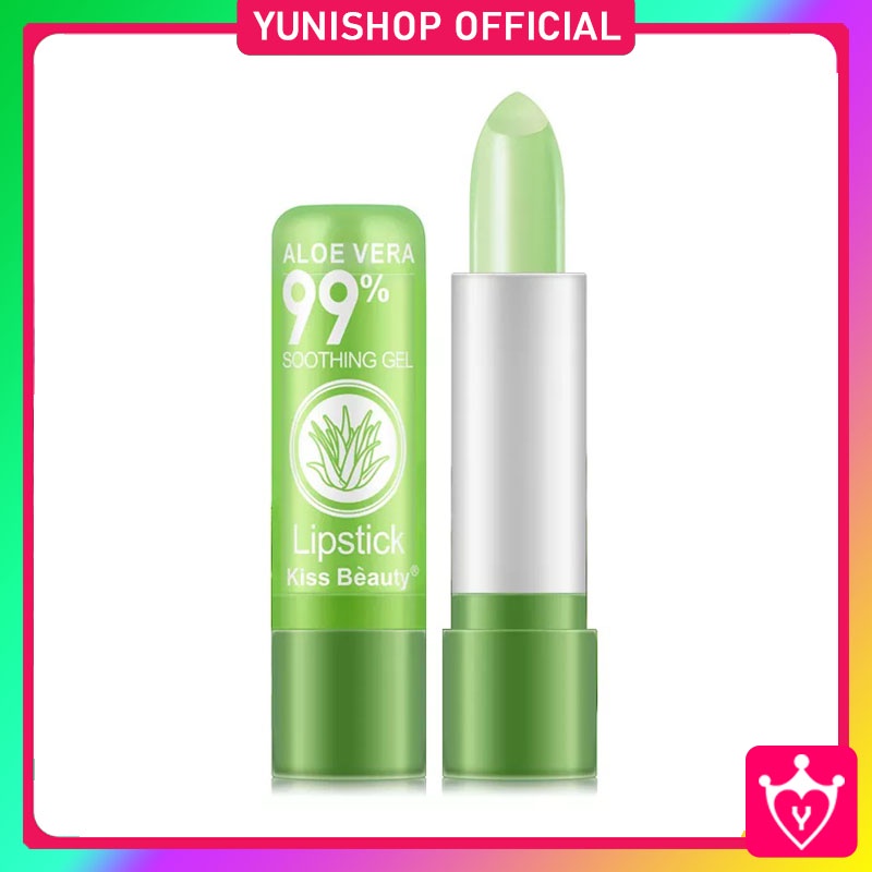 Kiss Beauty Lip Balm Aloevera / Pelembab Bibir Aloe Vera Natural Refresh &amp; Moisture Dapat Berubah Warna Sesuai Temperatur / TV-73
