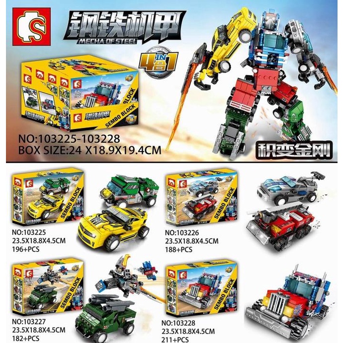 Lego Brick Sembo Block 4 In 1 Mecha Of Steel 103225 - 103228 Sni