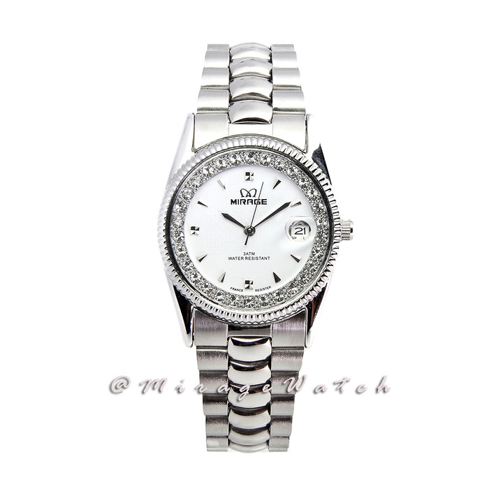 Jam tangan Wanita Mirage Permata Original Silver