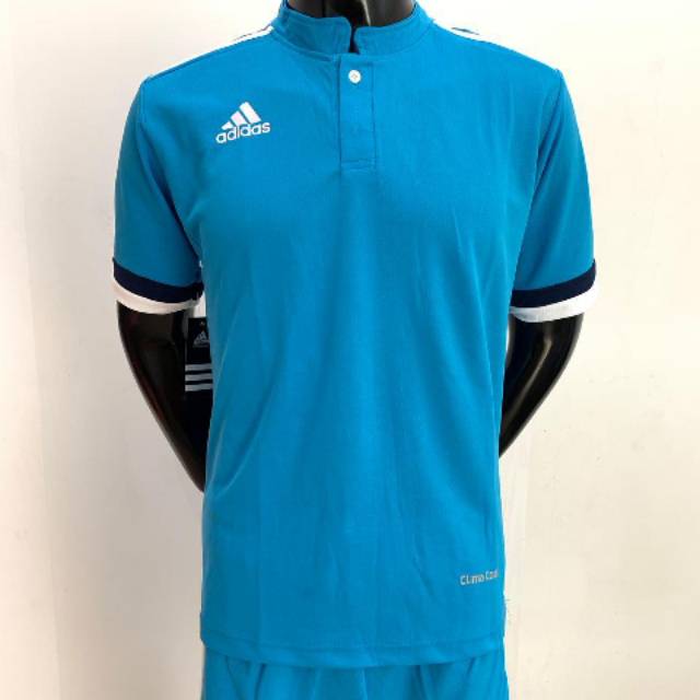 SETELAN FUTSAL DEWASA AD MU HOME KERAH POLOS  - BIRU TURKISH  / JERSEY / BAJU TIM SEPAK BOLA