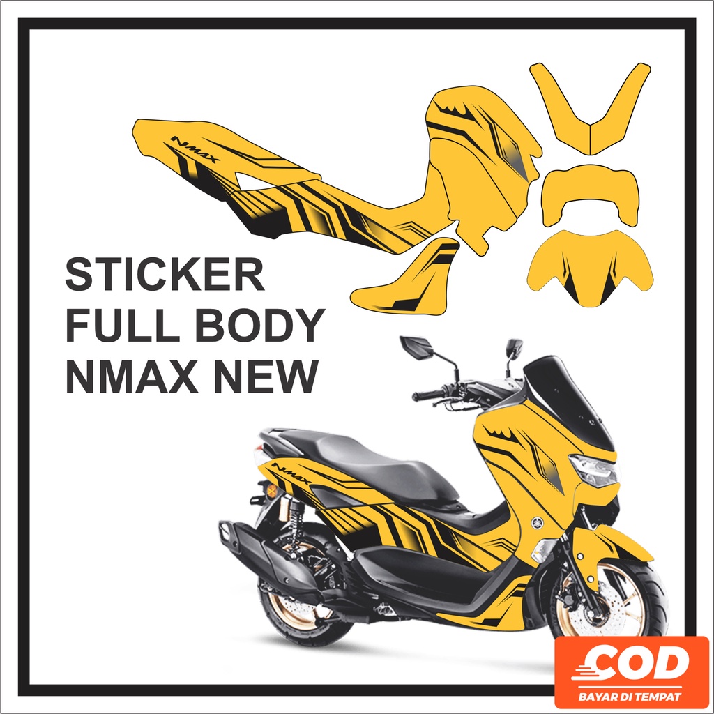 Stiker Decal Motor YAMAHA NMAX NEW Full Body Sticker NMAX Baru Motif Garis Kuning Hitam