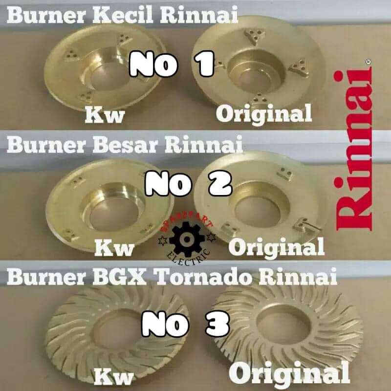 BURNER KUNINGAN KOMPOR GAS RINNAI / KECIL BESAR BGX TORNADO TURBO ORIGINAL LENGKAP