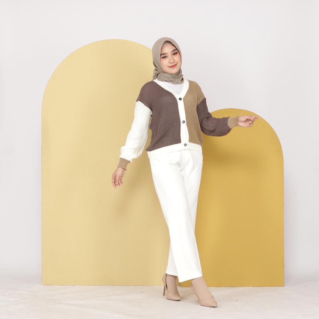 CARDIGAN 3TONE - cardigan wanita / cardigan rajut / cardigan combi / cardigan tone / pastel cardi