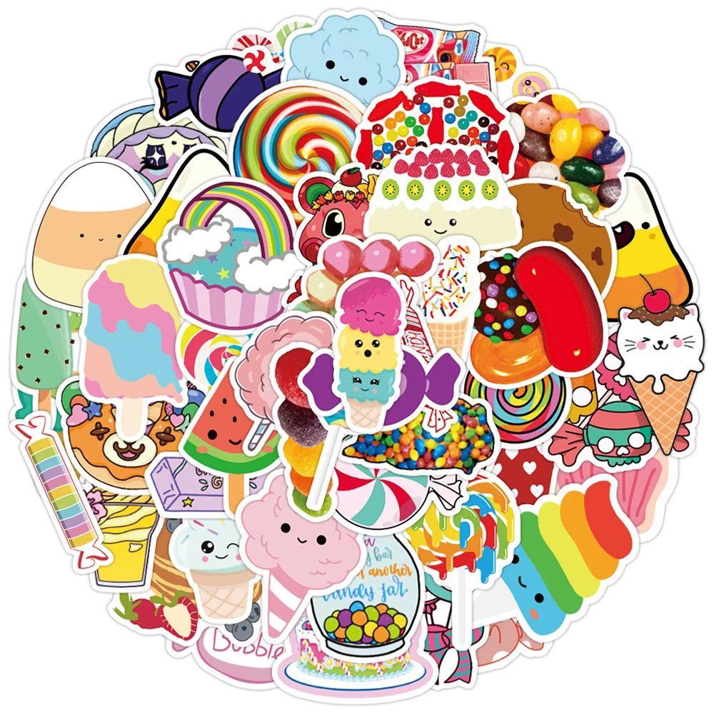 LANFY Colorful Candy Stickers Waterproof 50pcs /pack Stiker Gitar Koper Laptop Stiker Skateboard DIY Scrapbook