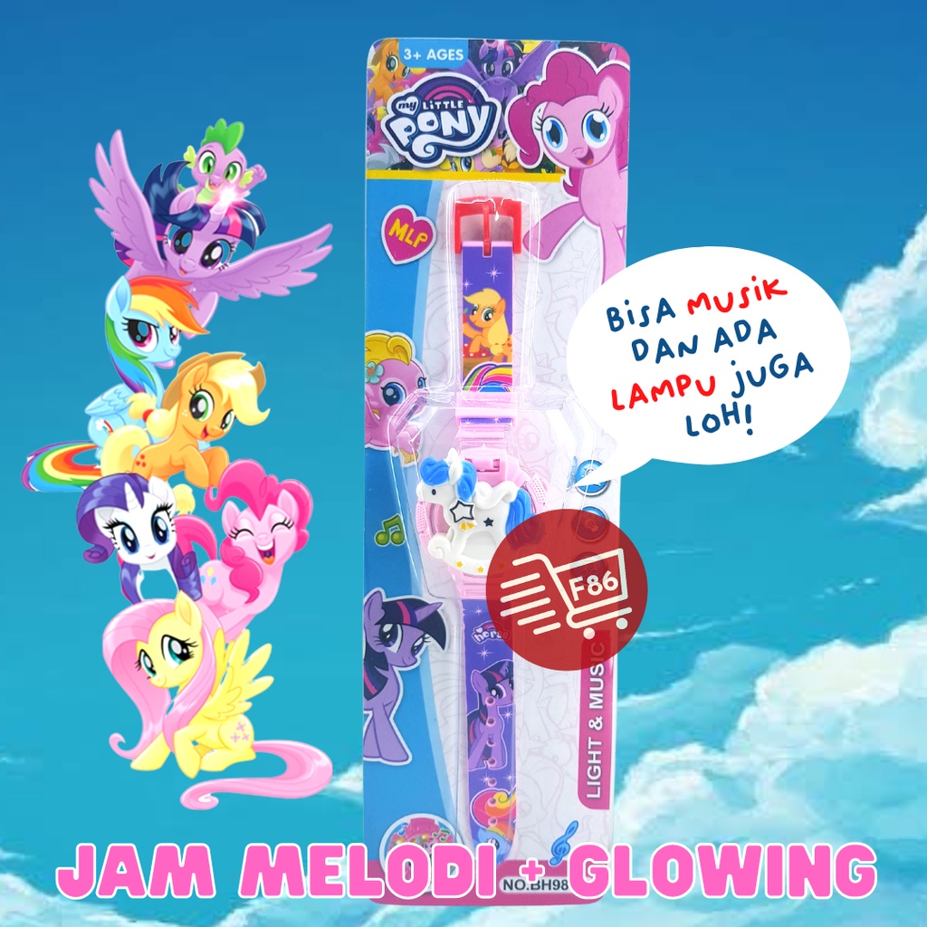 Jam tangan melodi /glowing anak musik bermotif banyak karakter led