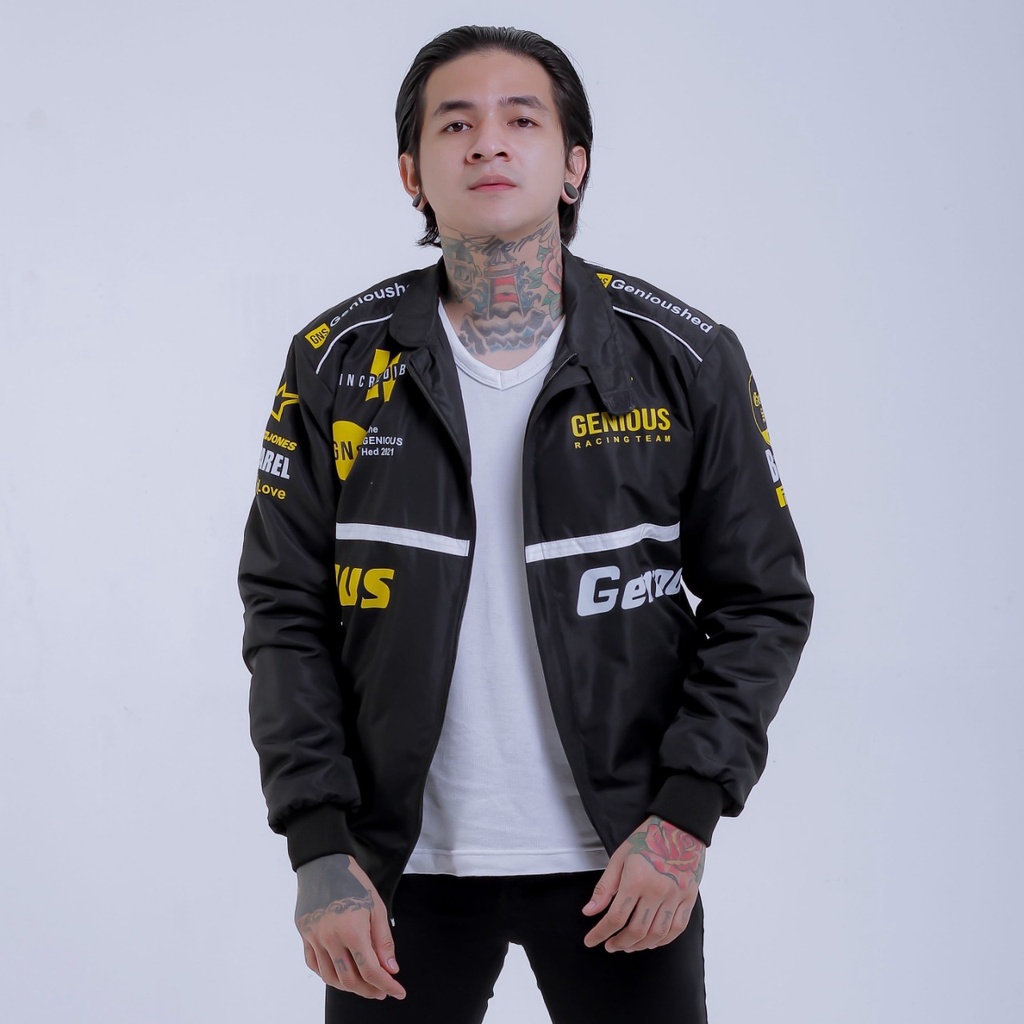 Jaket Nascar Vintage Pria Jaket Racing Genious