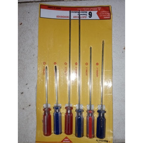 OBENG KURUS PANJANG SET 6 PCS OBENG RADIO TV MIN PLUS OBENG KEMBANG PIPIH SERVIS ELEKTRONIK LENGKAP