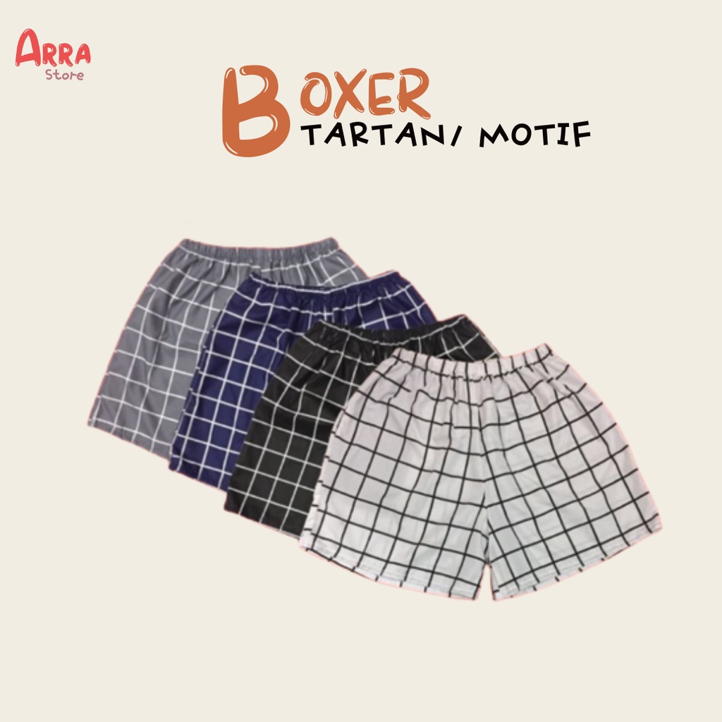 Celana Pendek Boxer Motif Kotak Unisex Remaja Dewasa Distro