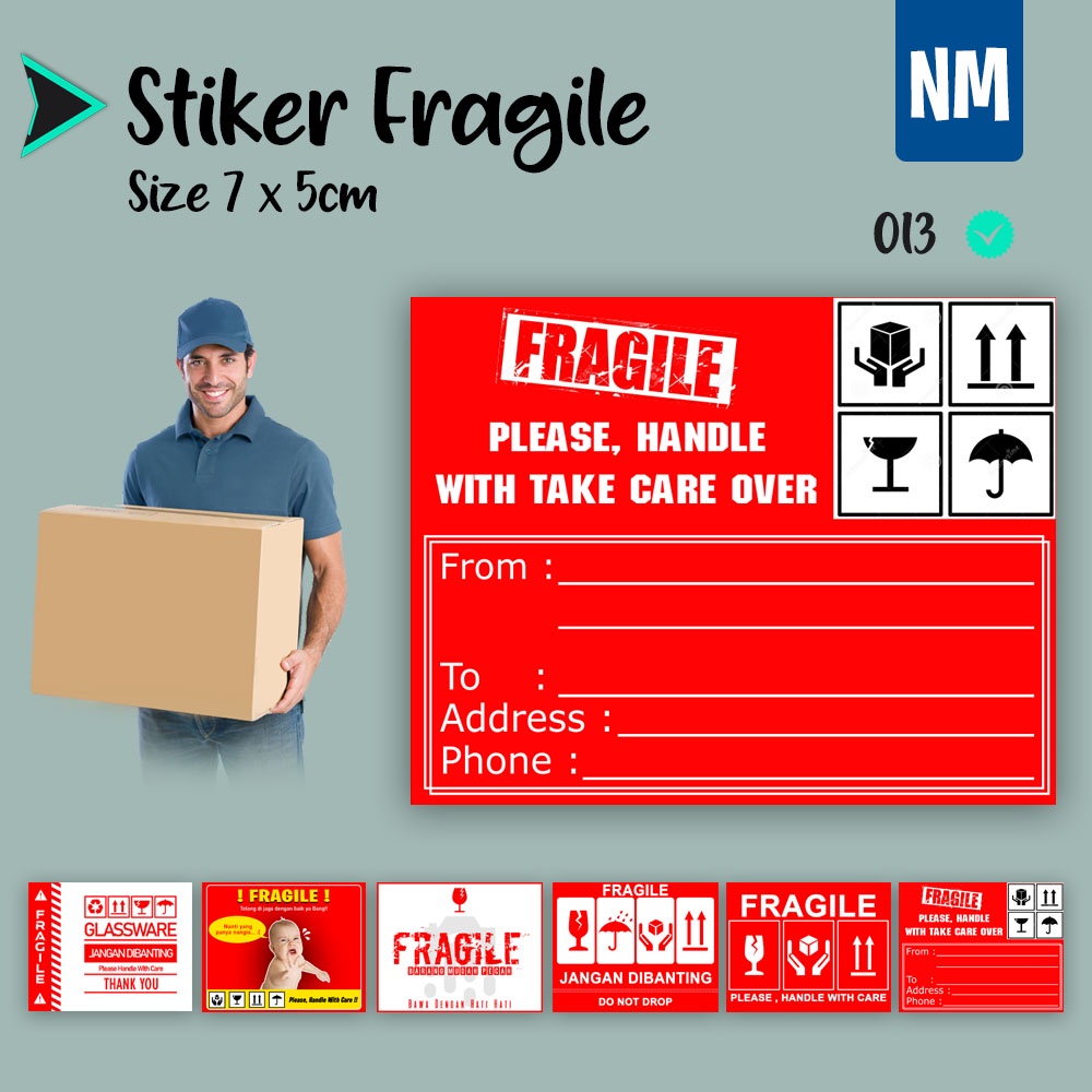 Stiker Fragile Stiker Pecah Belah Stiker Label Pengiriman Sticker Fragile Horizontal-013