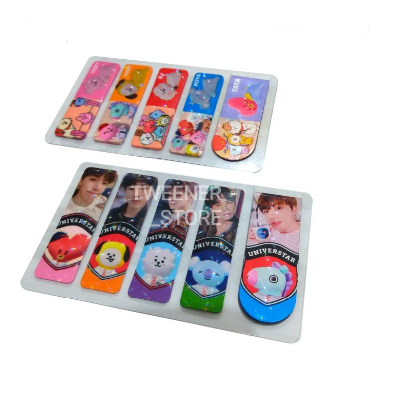 

Pembatas Buku | BTS BT 21 Disney Tayo Stick Notes Plastik + 1pcs Magnet | Hologram