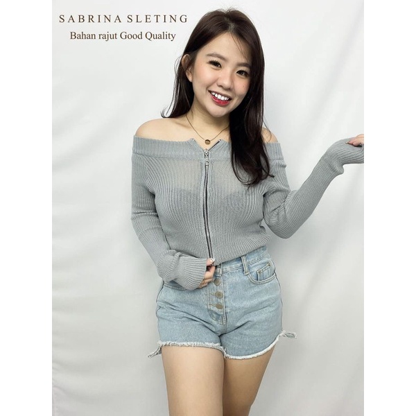 MDLV ~ BG SABRINA SLETING PJ RAJUT // BAJU RAJUT // ATASAN SABRINA RAJUT // FASHION WANITA