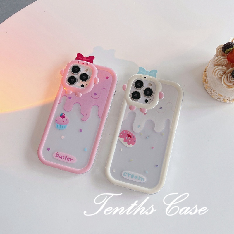 Soft Case Pelindung Desain Kue Dessert Warna Putih Pink Untuk IPhone 14 13 12 11 Pro Max SE 2020 X Xr Xs Max 8 7 Plus