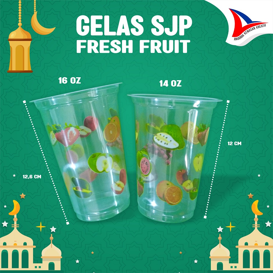 Gelas Sjp 16 Oz Fresh Fruit / Gelas Minuman / Gelas Starindo Isi 50 Pcs