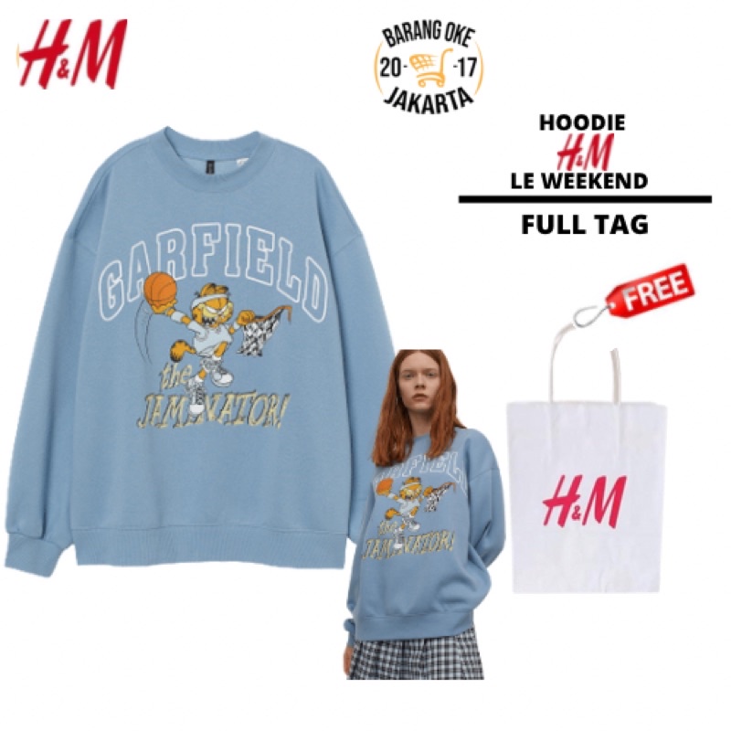 COD 9.9 Crewneck Sweater HnM Garfield Jaminator Sky Blue Pria Wanita Jaket Unisex H&amp;M Cowok Cewek Full Tag