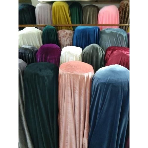 bahan velvet bludru stretch/kain bludru polos /kain dress kebaya gaun/dll