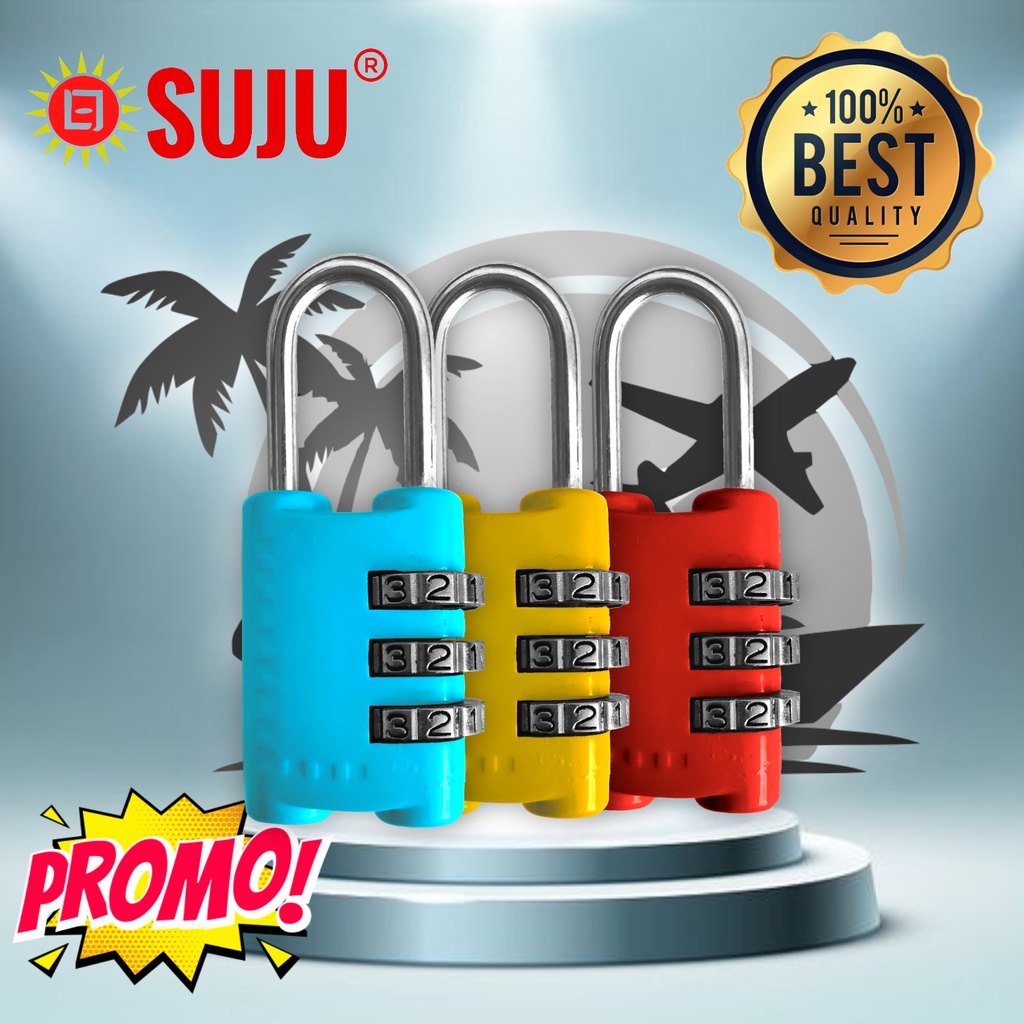 Jual Asli SUJU Gembok Keamanan Padlock Kombinasi 3 Nomor Scroll