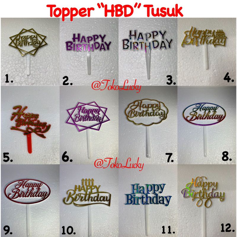 

Topper HBD Tusuk / Tusuk HBD/ Tusuk Happy Birthday / Hiasan Kue